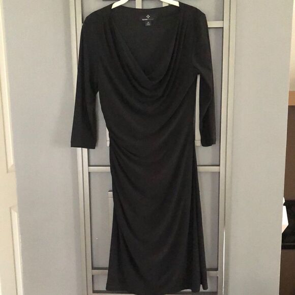 Ronnie Nicole Black ruched Classy 3/4 sleeve dress size 10 - Picture 1 of 8